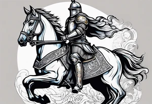 Templer knight on horse with sword an shield tattoo idea