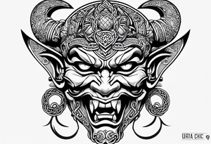 Oni mask in celtic style tattoo idea