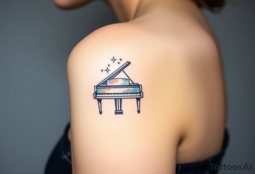 grand piano under the stars tattoo idea