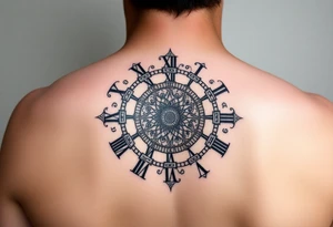 vintage roman numerals within ornate clockwork mechanism tattoo idea