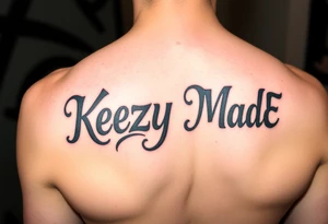 bubble gum style lettering  (KeezY MadE) tattoo idea