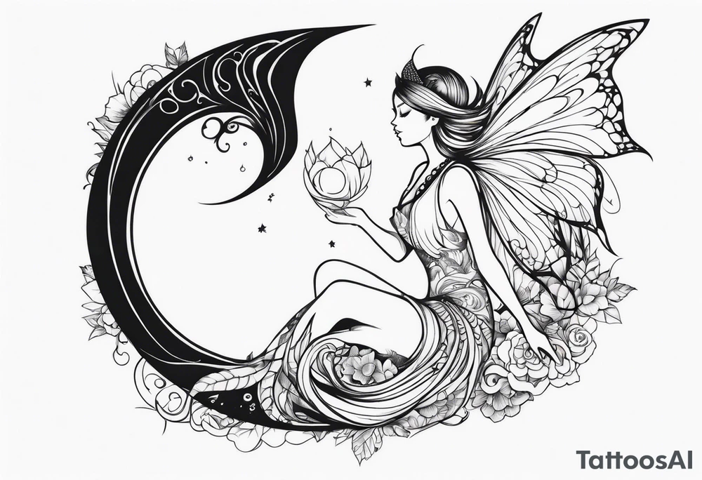 A fairy with a tail tattoo idea