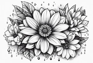 Flowers with rain droplets on them tattoo idea