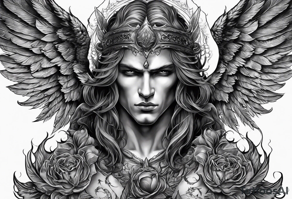Demonic Male angel from hell tattoo idea