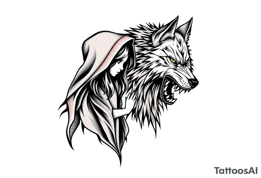 Little red riding hood and big bad wolf tattoo idea