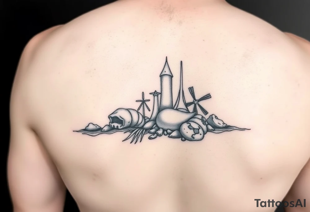 A beach/ocean theme to include something for my wife and child. tattoo idea