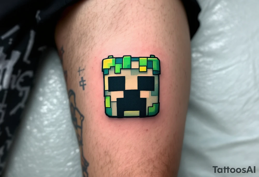 Small Minecraft creeper head tattoo tattoo idea