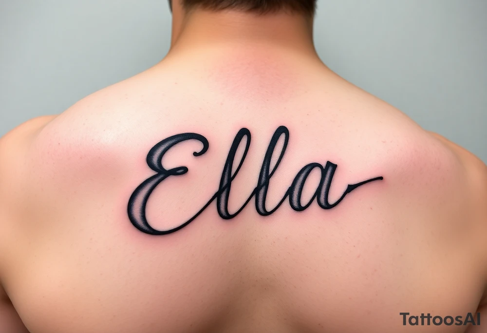 Ella name tattooed with hockey theme tattoo idea