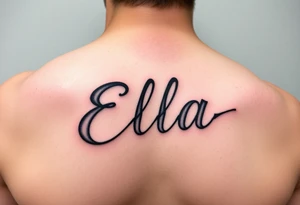 Ella name tattooed with hockey theme tattoo idea