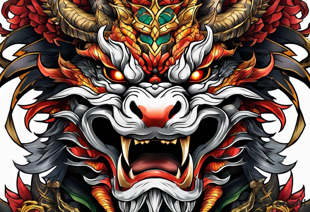 firedragon mask tattoo idea