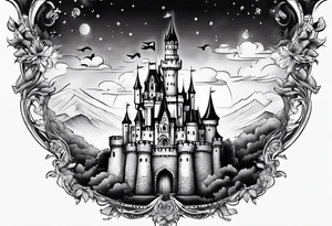 a castle floating in the sky tattoo idea