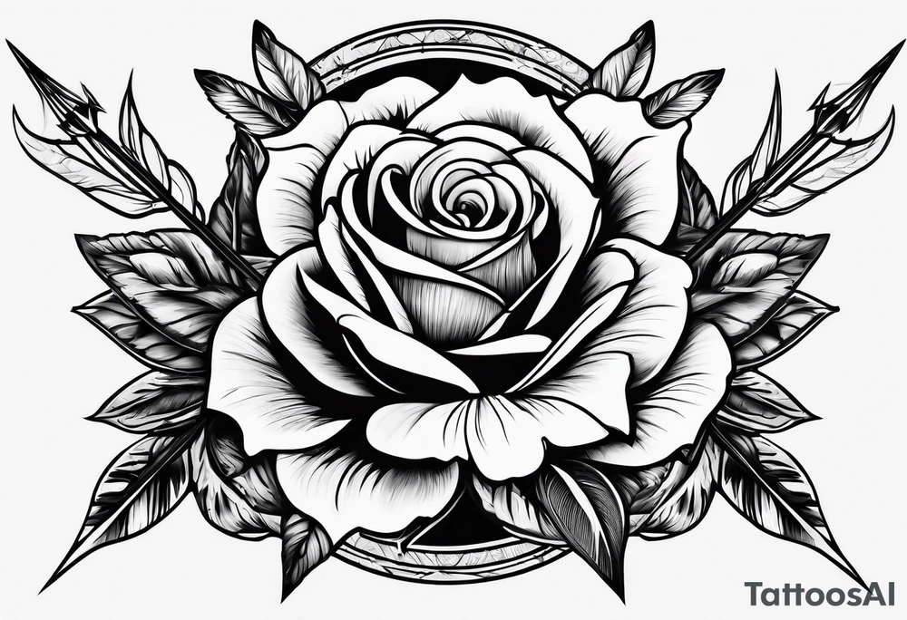5 arrows and a rose tattoo idea