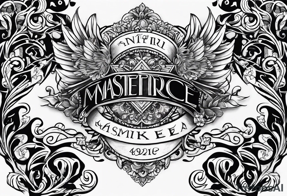 Full sternum tattoo lettering tattoo idea