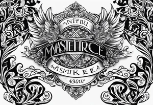Full sternum tattoo lettering tattoo idea