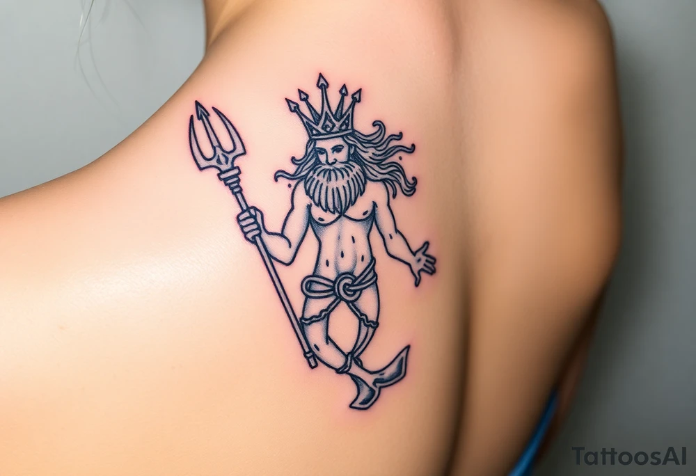 Neptune with trident tattoo idea