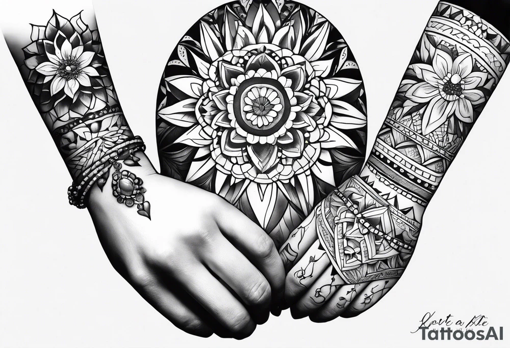 Me and my wife and my dotter my family in a bracelet tattoo idea