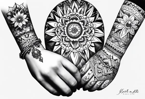 Me and my wife and my dotter my family in a bracelet tattoo idea