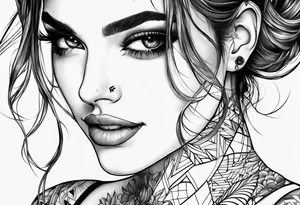 Girl where half the face is happy and half the face is sad tattoo idea