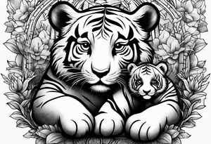 Baby tiger and baby panda hanging out tattoo idea