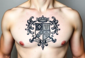 Powerful mideval Irish family crest for Smith. Full chest tattoo tattoo idea