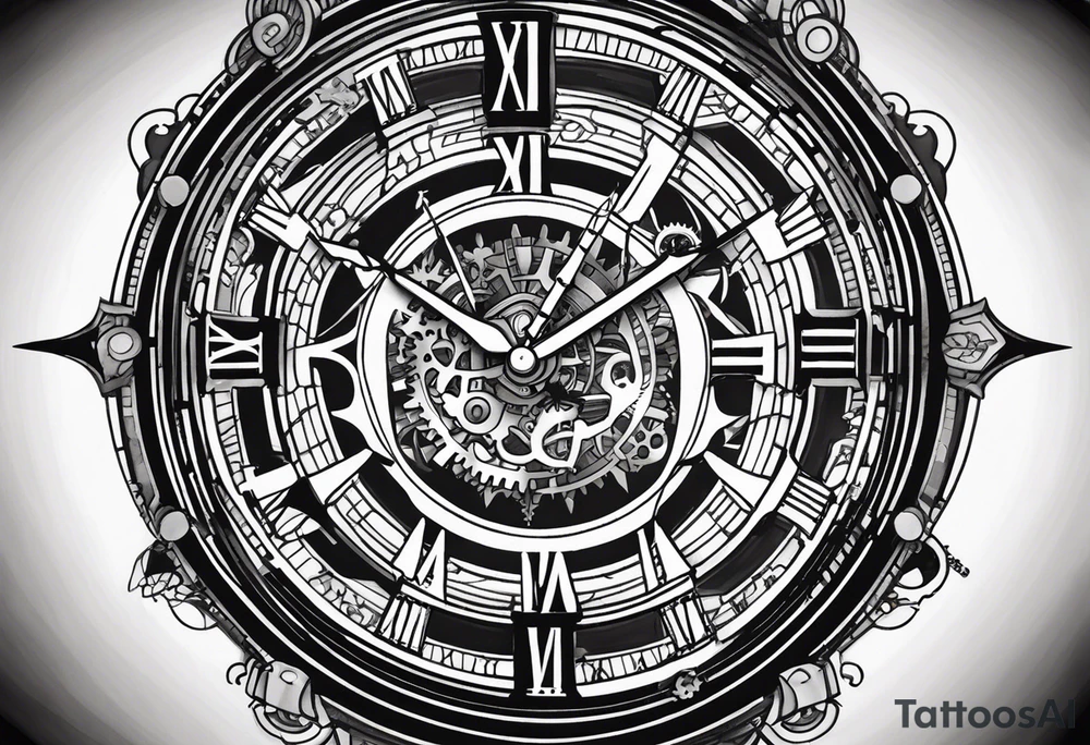 A mechanical clock with internal gears set for 4:03am. The brand of clock says Lincoln and the date is Apr 8 tattoo idea