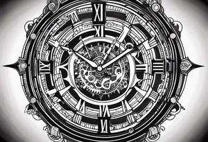 A mechanical clock with internal gears set for 4:03am. The brand of clock says Lincoln and the date is Apr 8 tattoo idea