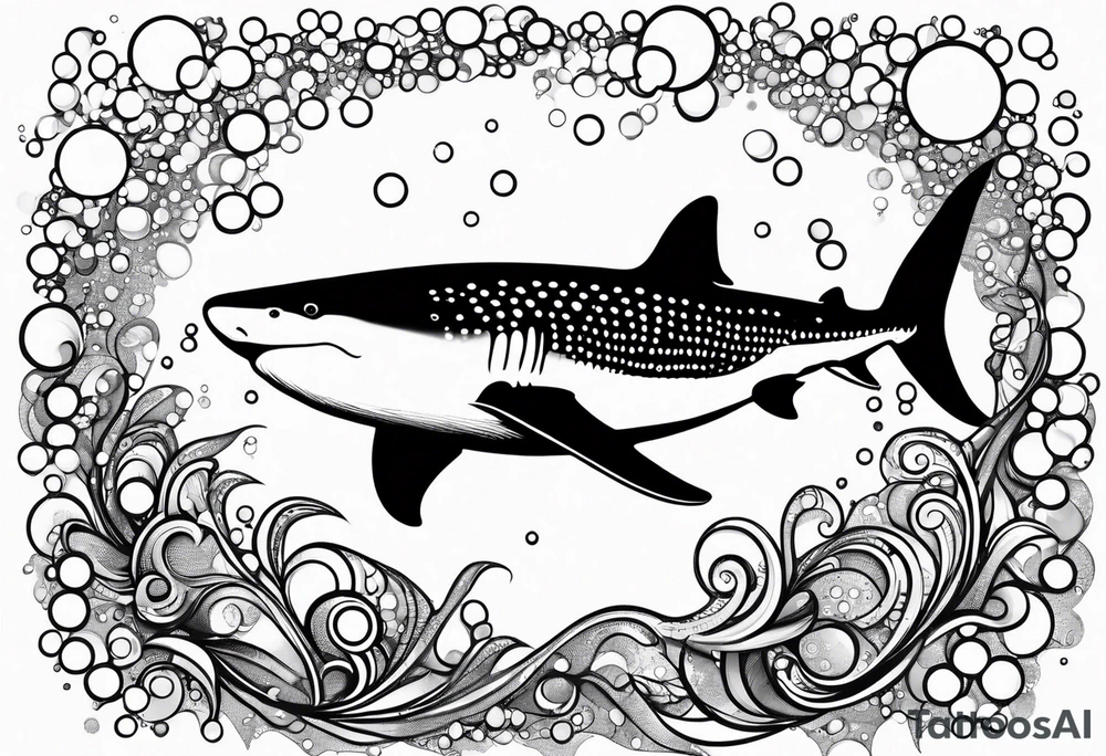 whaleshark, simple, bubbles tattoo idea