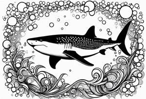 whaleshark, simple, bubbles tattoo idea