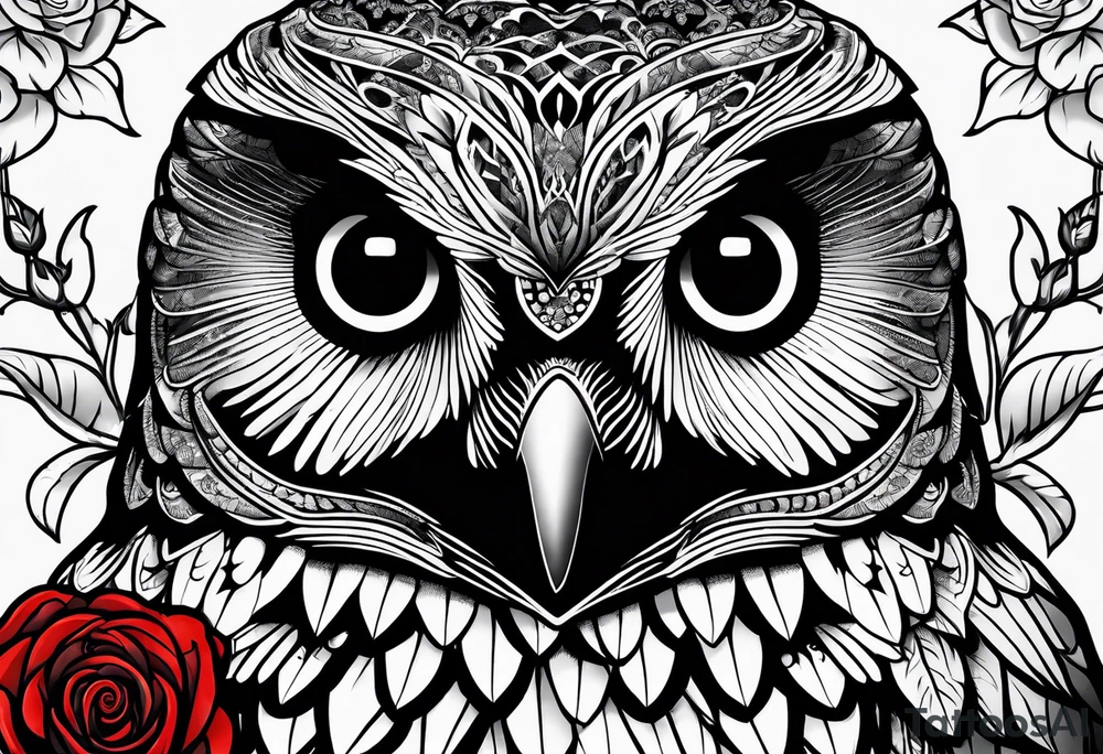 Barred owl and a rose tattoo idea