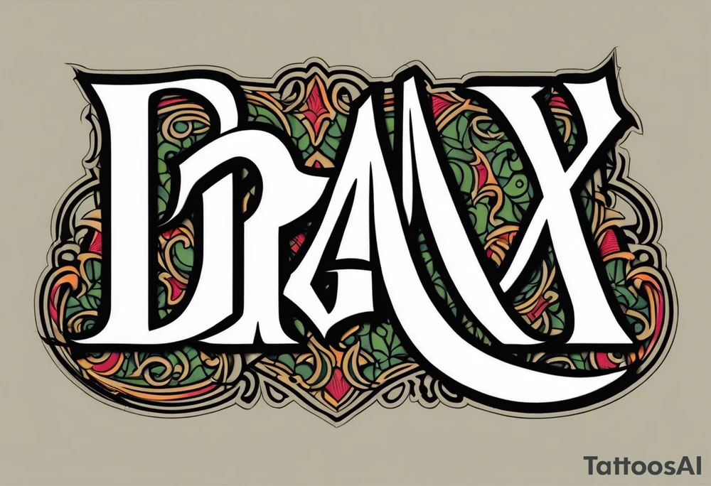 The name Drax in old english font tattoo idea