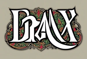 The name Drax in old english font tattoo idea