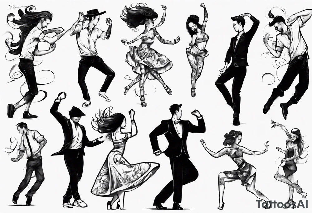 Dancing guy and girl tattoo idea