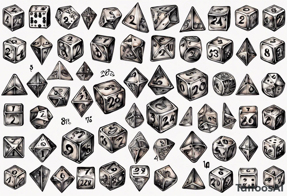 Dice with 20 numbers tattoo idea