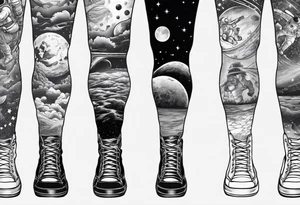 standing astronaut legs and feet tattoo idea