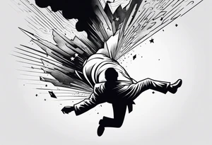 american trad black and white. falling man to represent falling feeling tattoo idea