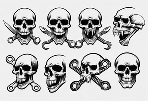 Skull eating wrench tattoo idea