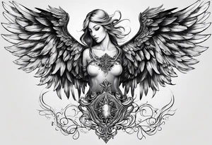 Angel wings on the chest and neck tattoo idea