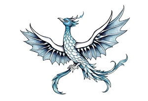 Blue Phoenix and dragon in the sky tattoo idea