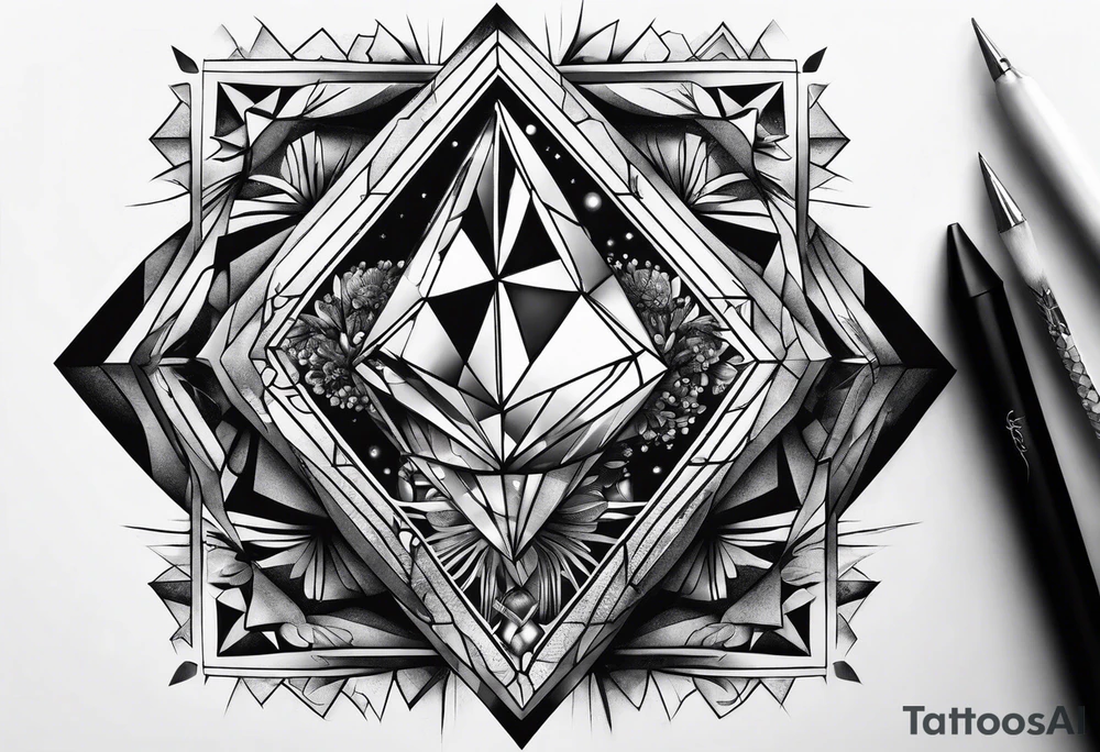 Alternate dimension inside of a diamond shape tattoo idea
