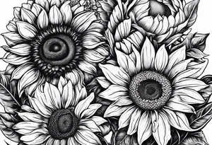 stamp  and sunflowers inside tattoo idea
