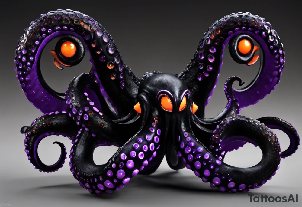 Cthulu/Kraken/Octopus

Black and Violet/Purple + Orange eyes
Head to be on right pec
9 Tentacles
Have 3 tentacles in a spiral for each right shoulder head
Have 1 tentacle on in a spiral for right bicep
Have 3 tentacles contouring the tricep, twirling down and around my right forearm
Have 2 tentacles wrapped around under my collar and double helix down my spinal column tattoo idea