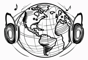 earth with music tattoo idea