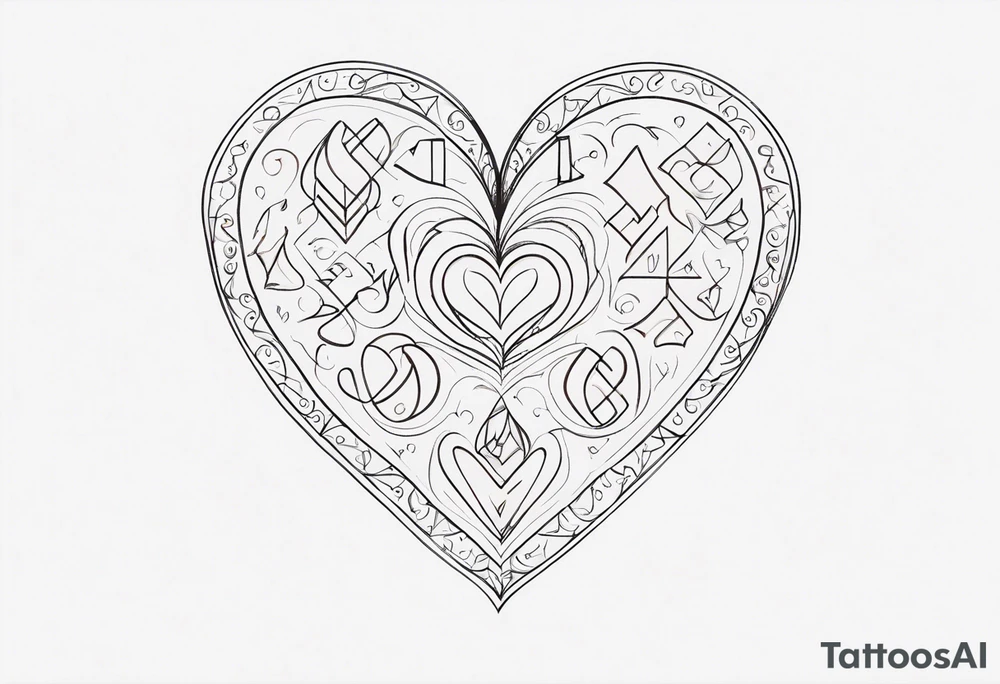 Heart made with letters p and s tattoo idea