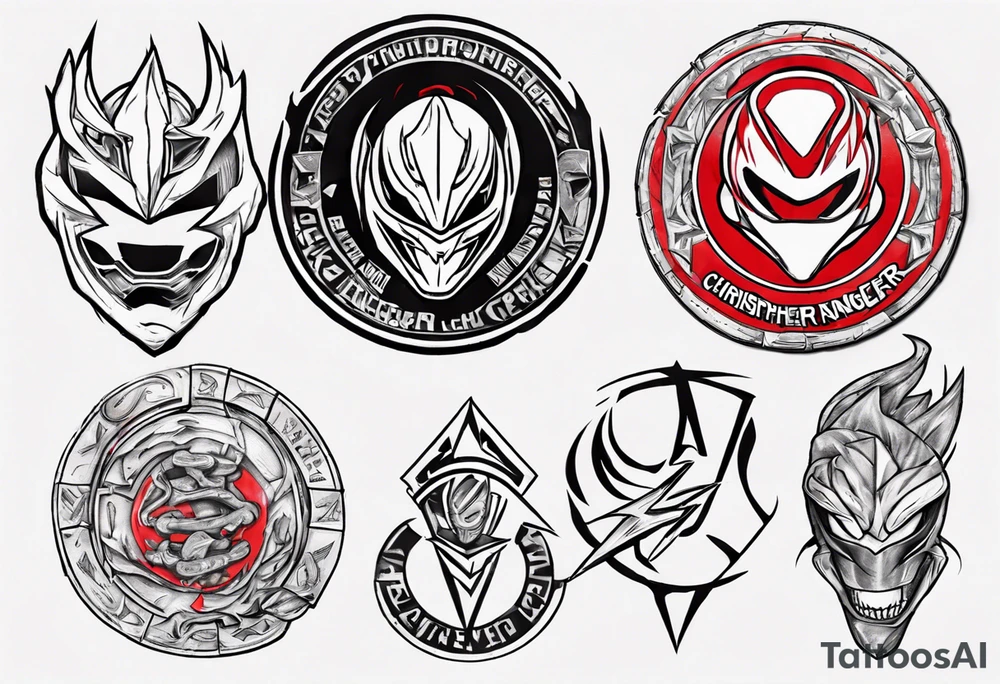 mighty morphin power rangers red rnager power coin and the word christopher tattoo idea