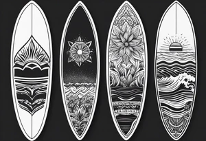 Surfboard silhouette tattoo idea
