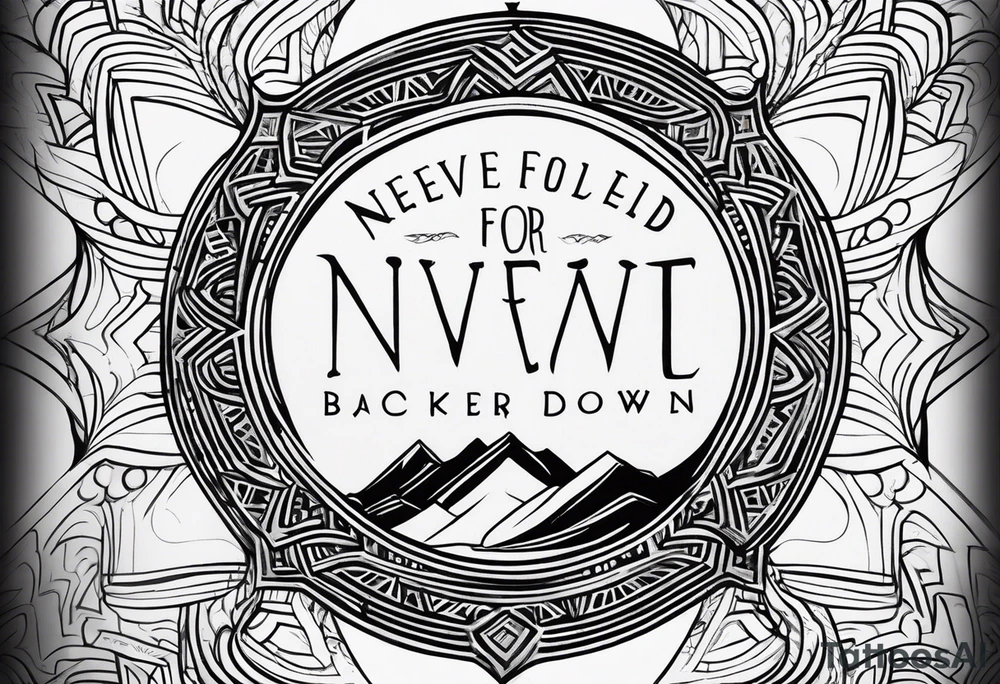 Minimalist design for a small tattoo with quote " never fold never back down" tattoo idea