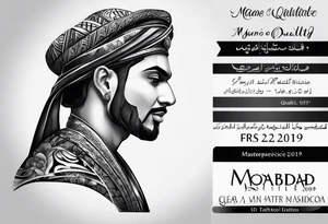 The name محمود and a date 04/12/2019 under it tattoo idea