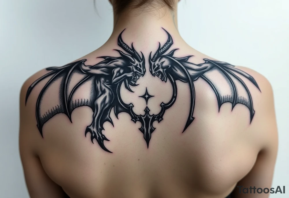 A battle between good and evil tattoo idea