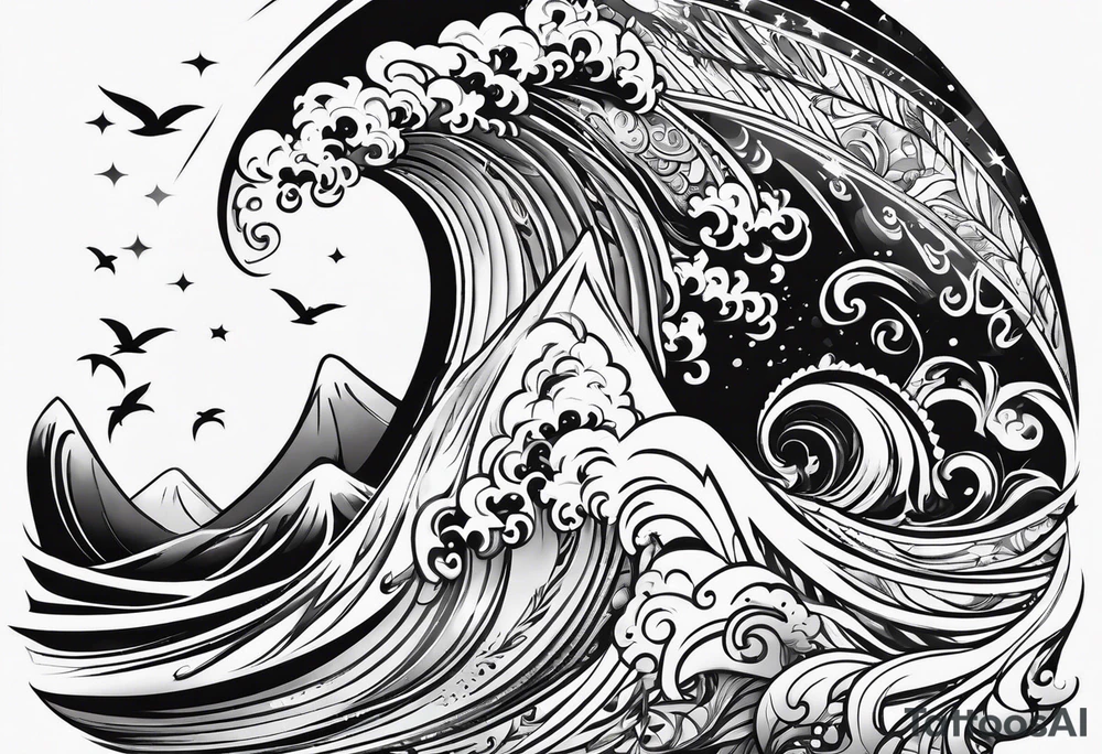 Black surfer tattoo idea