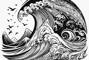 Black surfer tattoo idea